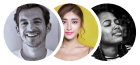 Two beautiful girl with a man